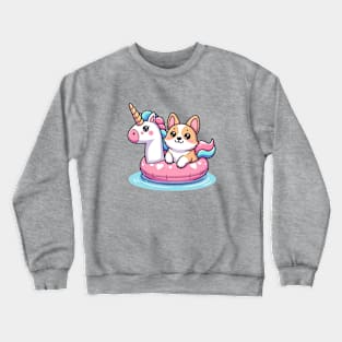 Kawaii corgi pool party Crewneck Sweatshirt